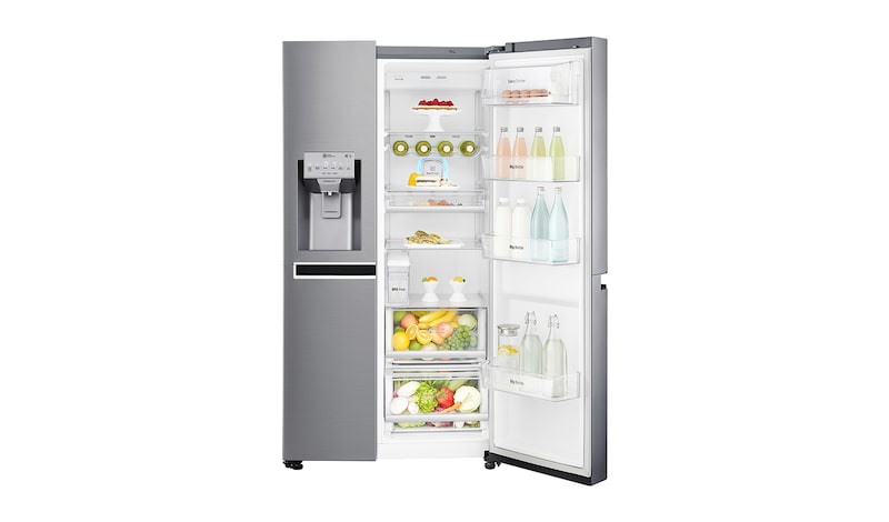 LG Inverter Linear Compressor™ GSL961PZBV American Style Fridge Freezer, 601L, Shiny Steel - F, GSL961PZBV